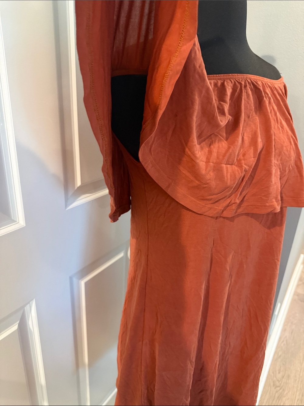 bp Off-Shoulder Ruffle Dress in Rust - Picture 3 of 6